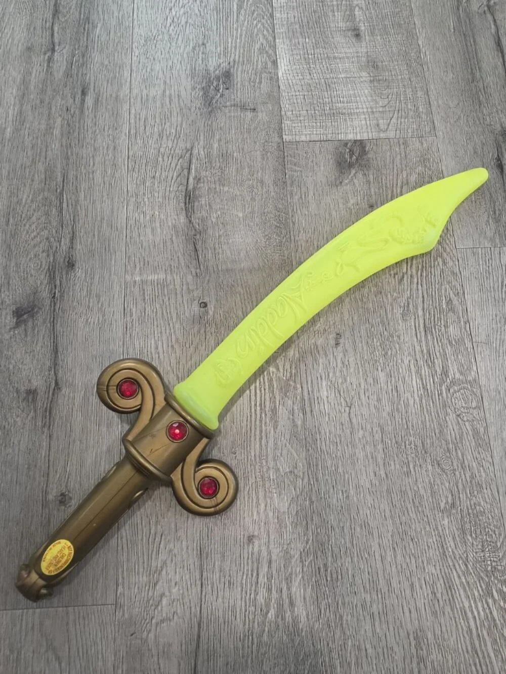 Disney 90s Aladdin Toy Sword With Gold Handle & Light-Up Yellow Blade Costume